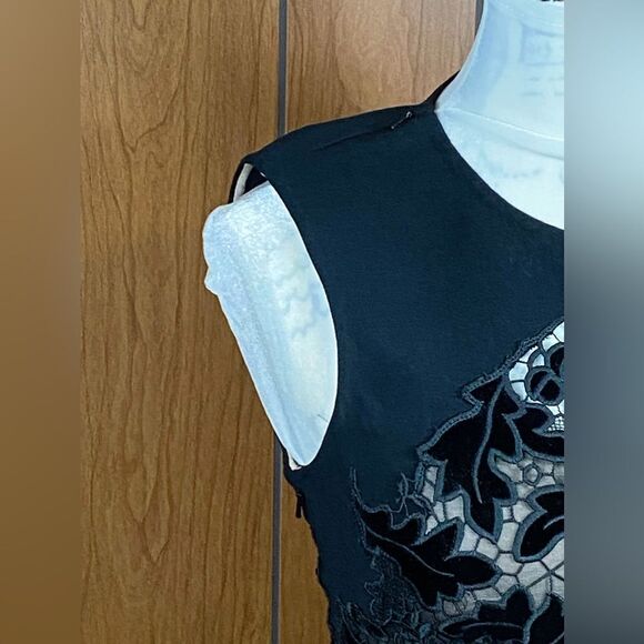 Oscar De La Renta Marbled Carnation Guipure Lace Inset Midi Dress size 0 - Picture 10 of 16